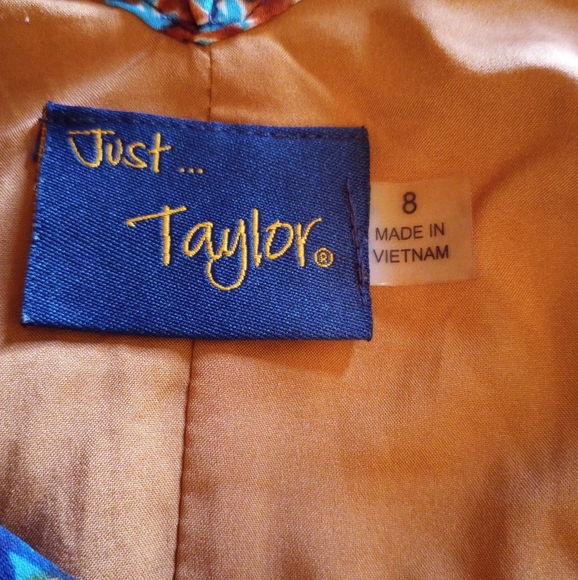 Just Taylor orange and blue floral and native print handkerchief maxi dress. 8 - Picture 8 of 9